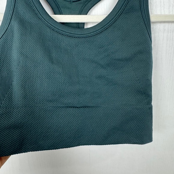 SPANX Look At Me Now Ribbed Racerback Sports Bra Crop Top Green S/CH/P - Picture 8 of 8